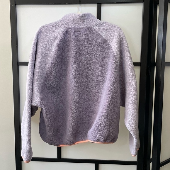 [M] American Eagle Fuzzy Lavender Purple 1/2 Zip Sweater w/ Neon Orange Trim - Picture 4 of 5